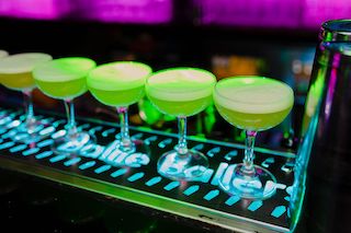 a line of pornstar martinis on the bar
